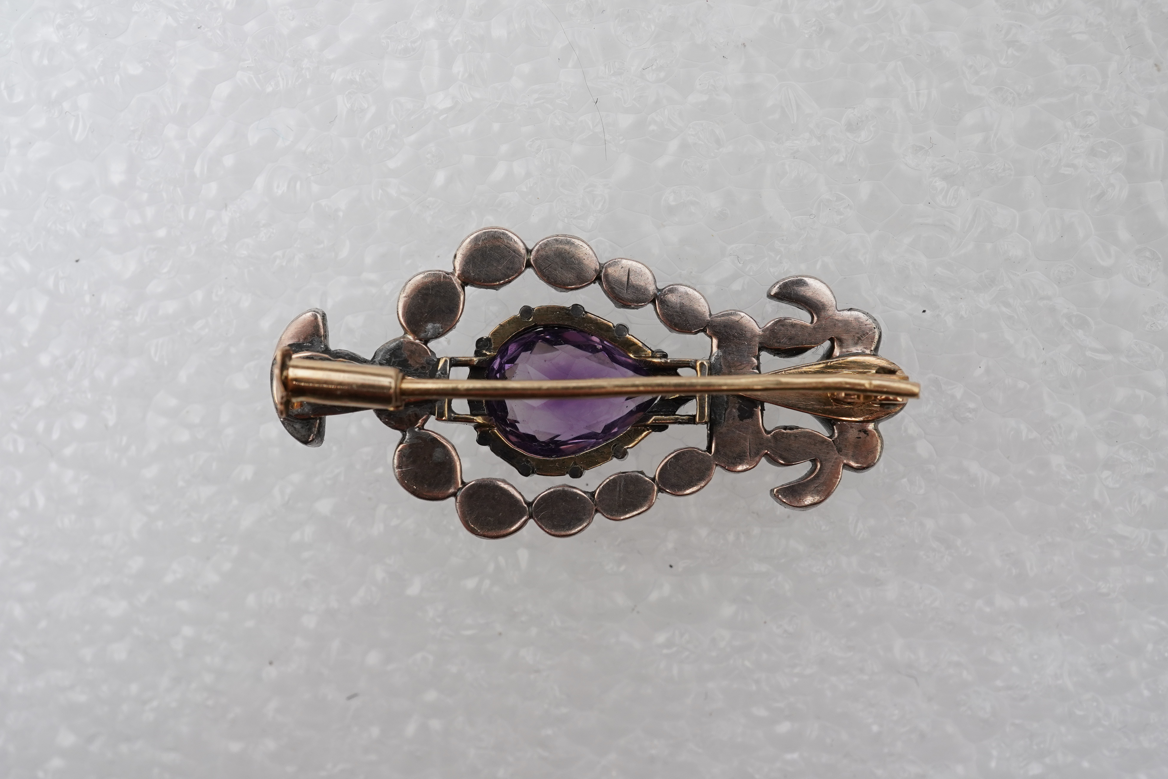 An amethyst and diamond brooch, 19th century and later